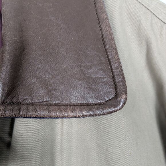 Vintage LL Bean Barn Jacket Mens L Tan Brown Leather Wool 80s 90s Chore Coat - Picture 16 of 16